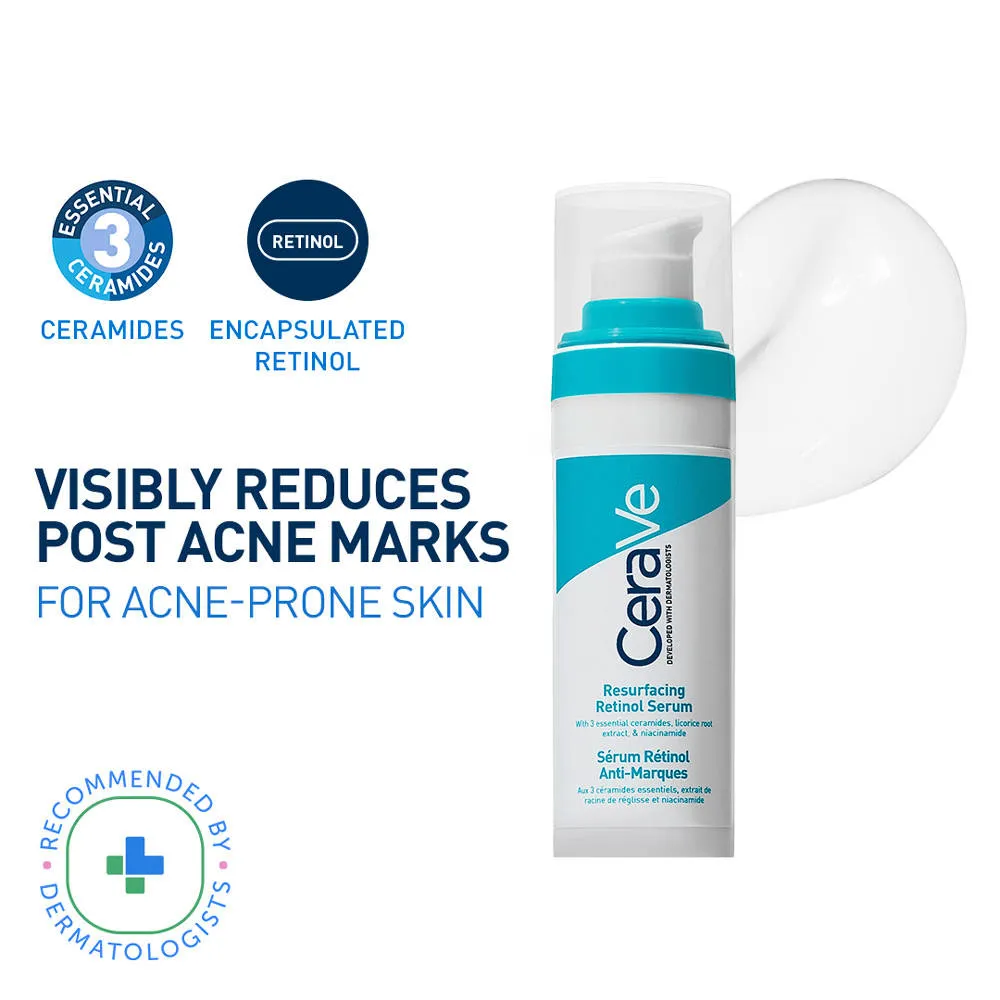 CeraVe Resurfacing Retinol Serum, Reduces Acne Marks with Licorice Root Extract & Niacinamide