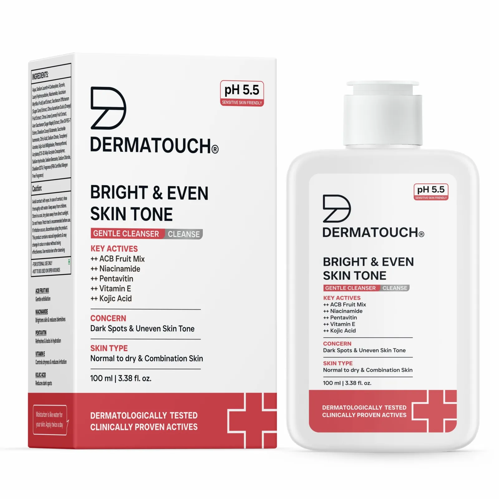 Dermatouch Bright & Even Skin Tone Gentle Cleanser For Dark Spots & Uneven Skin Tone