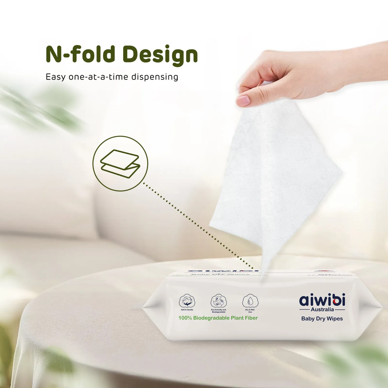 Aiwibi 100% Biodegradable Dry Wipes