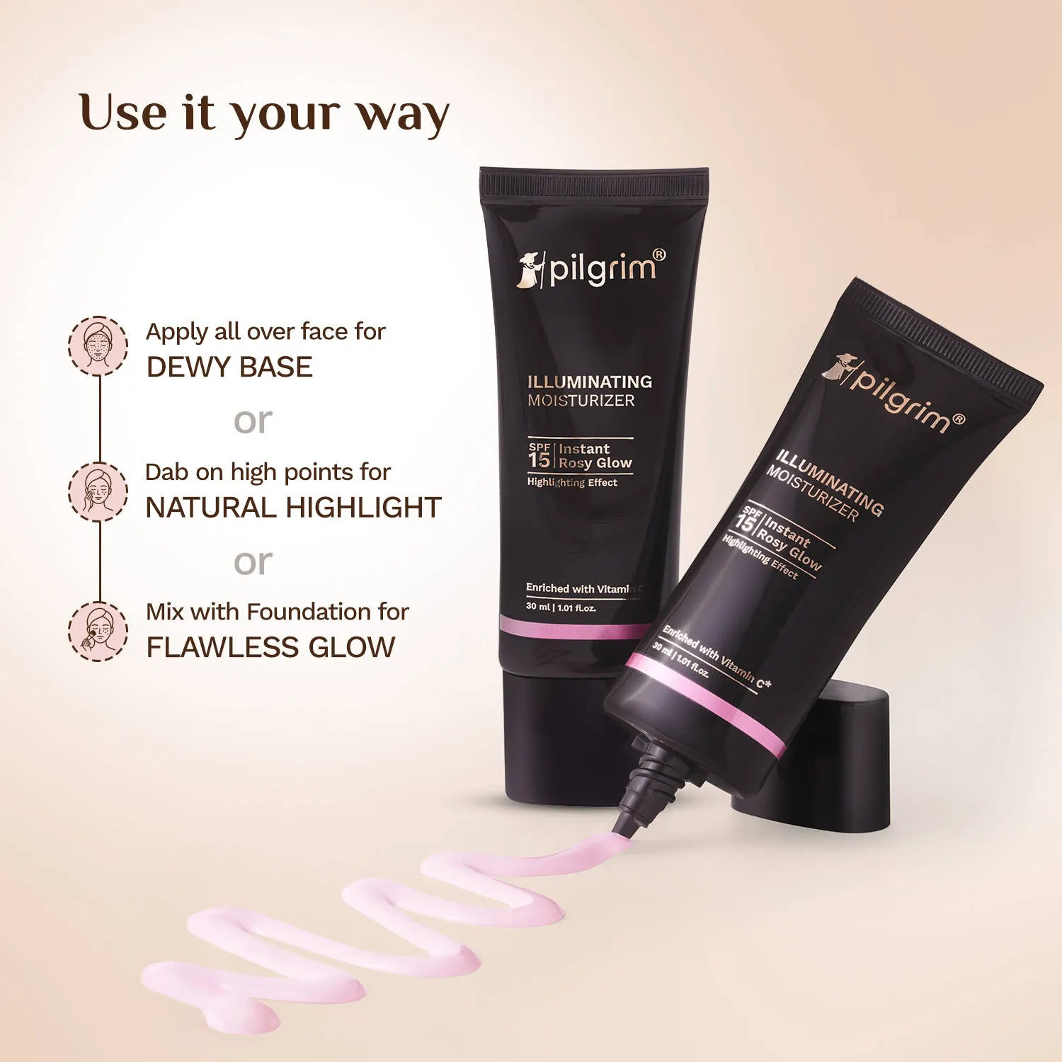 Pilgrim Instant Rosy Glow Illuminating Moisturizer SPF 15