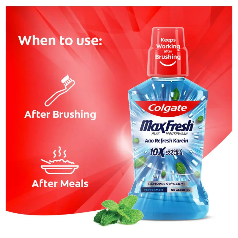 Colgate Maxfresh Plax Antibacterial Mouthwash, Pepper Mint