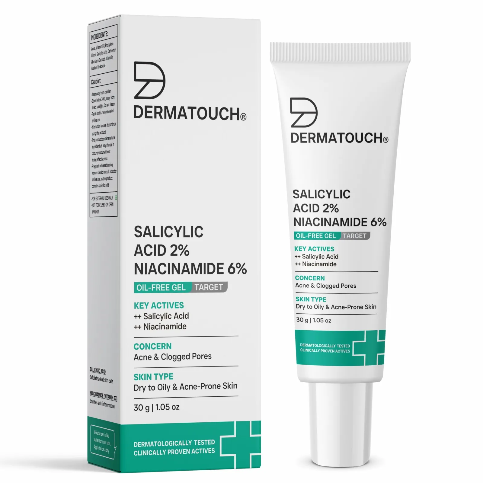 Dermatouch Salicylic Acid 2% Niacinamide 6% Oil-Free Gel for Acne & Clogged Pores 30g