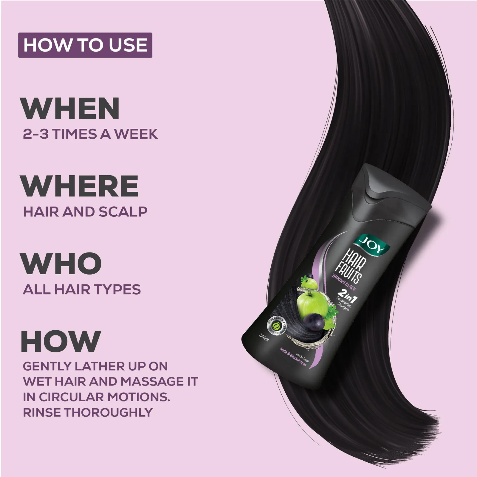 Joy Hair Fruits Shining Black Conditioning Shampoo