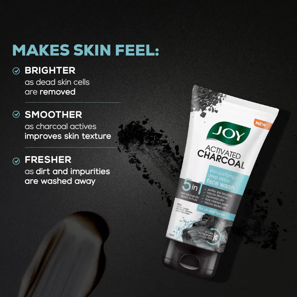 Joy Activated Charcoal Face Wash For Oily Skin To Controls Oil & Removes Dirt & Blackheads