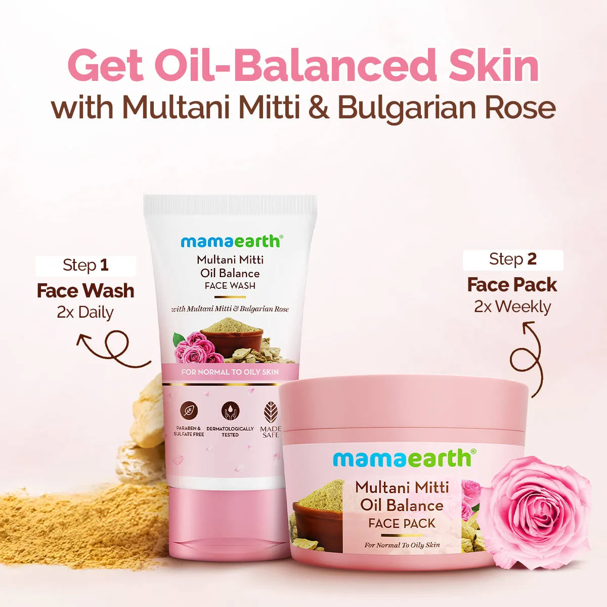 Mamaearth Multani Mitti Oil Balance Face Pack Controls Oil, Minimizes Pores & Gives Radiant Skin