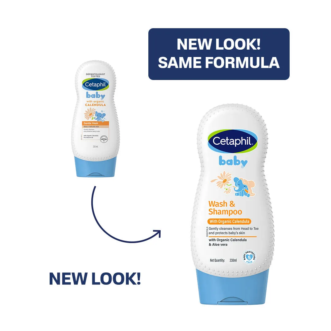 Cetaphil Baby Wash & Shampoo With Organic Calendula, 5 Fold Protection, pH Neutral