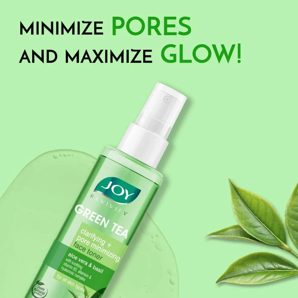 Joy Green Tea Clarifying Face Toner with Aloe Vera - pH Balanced, Alcohol Free & For All Skin Types