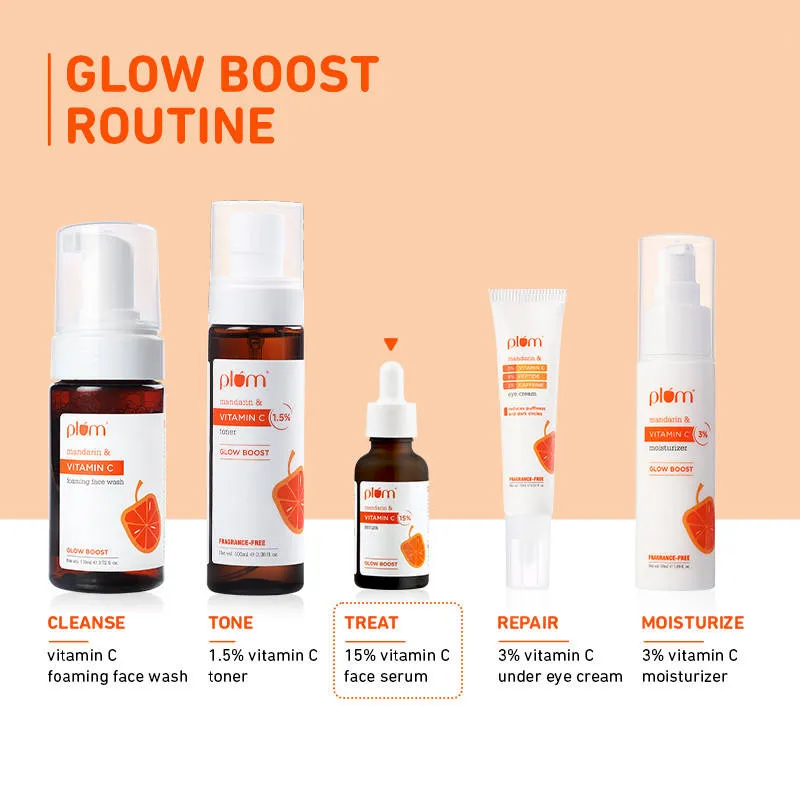 Plum 15% Vitamin C Glow Face Serum - Dermat Tested To Fight Dark Spots- Pigmentation & Dull Skin
