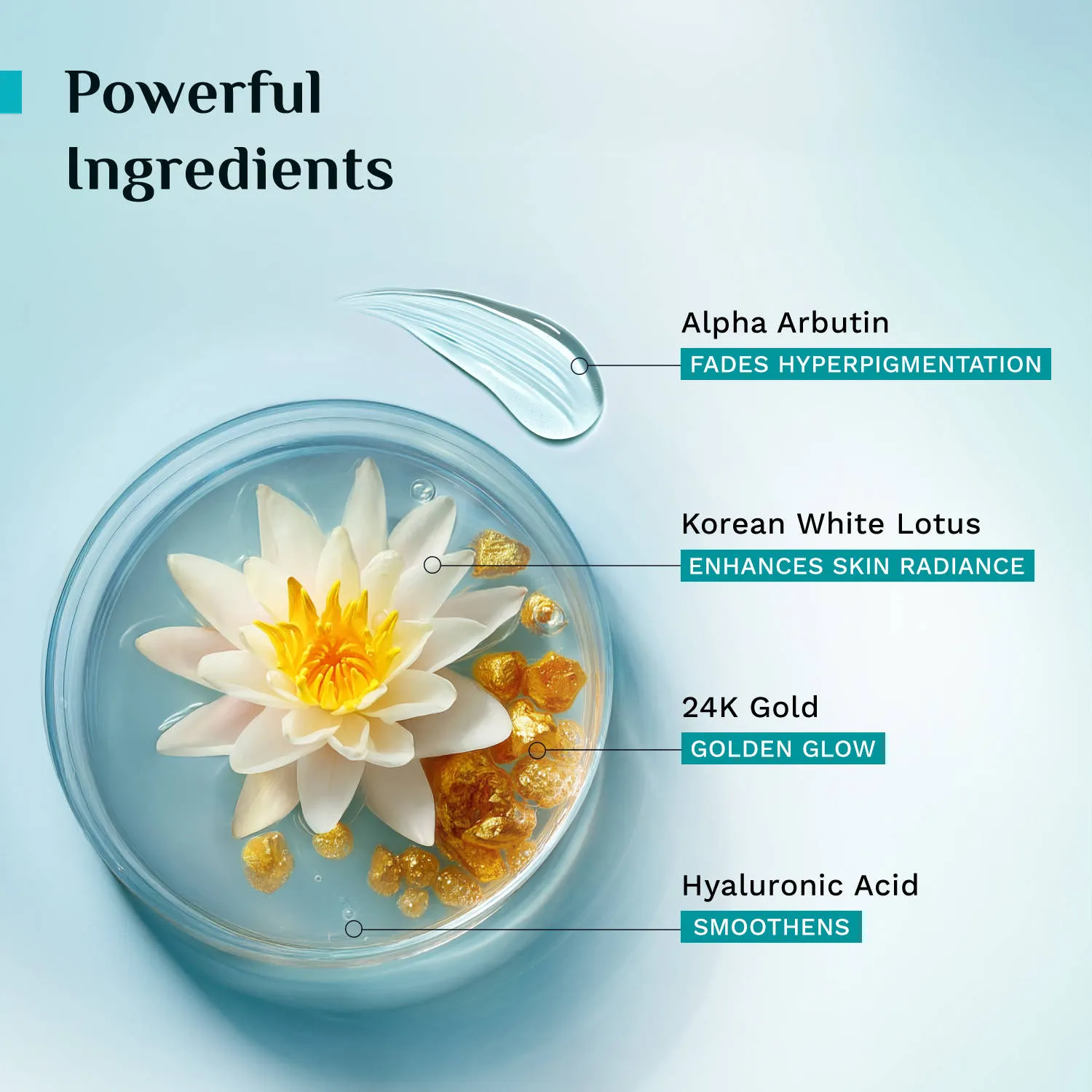Pilgrim 24k Gold Gel Moisturizer Hyaluronic Acid & Alpha Arbutin for Smooth Radiant Golden Glow Skin