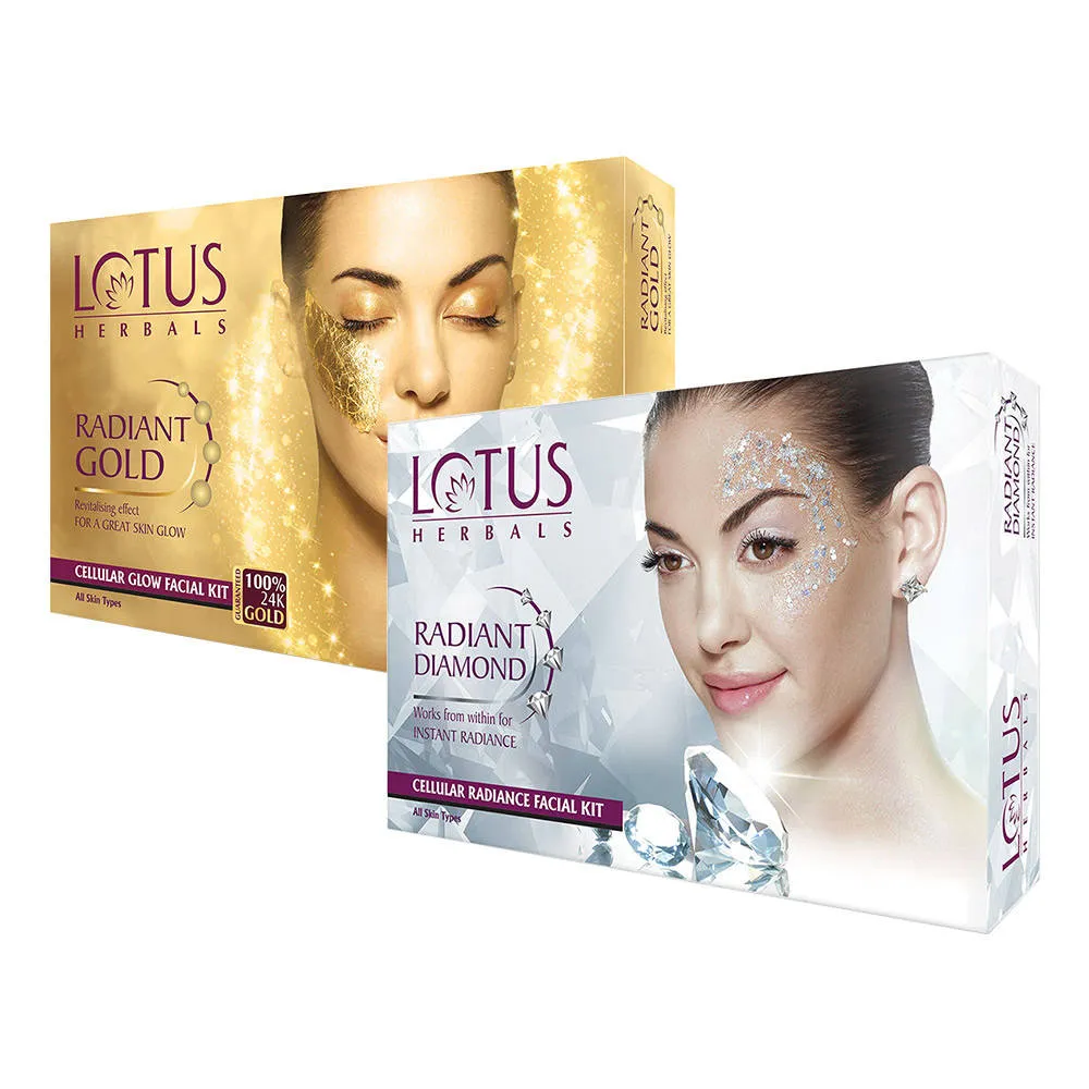 Lotus Herbals Cellular Glow Facial Kit & Diamond Facial Kit Combo