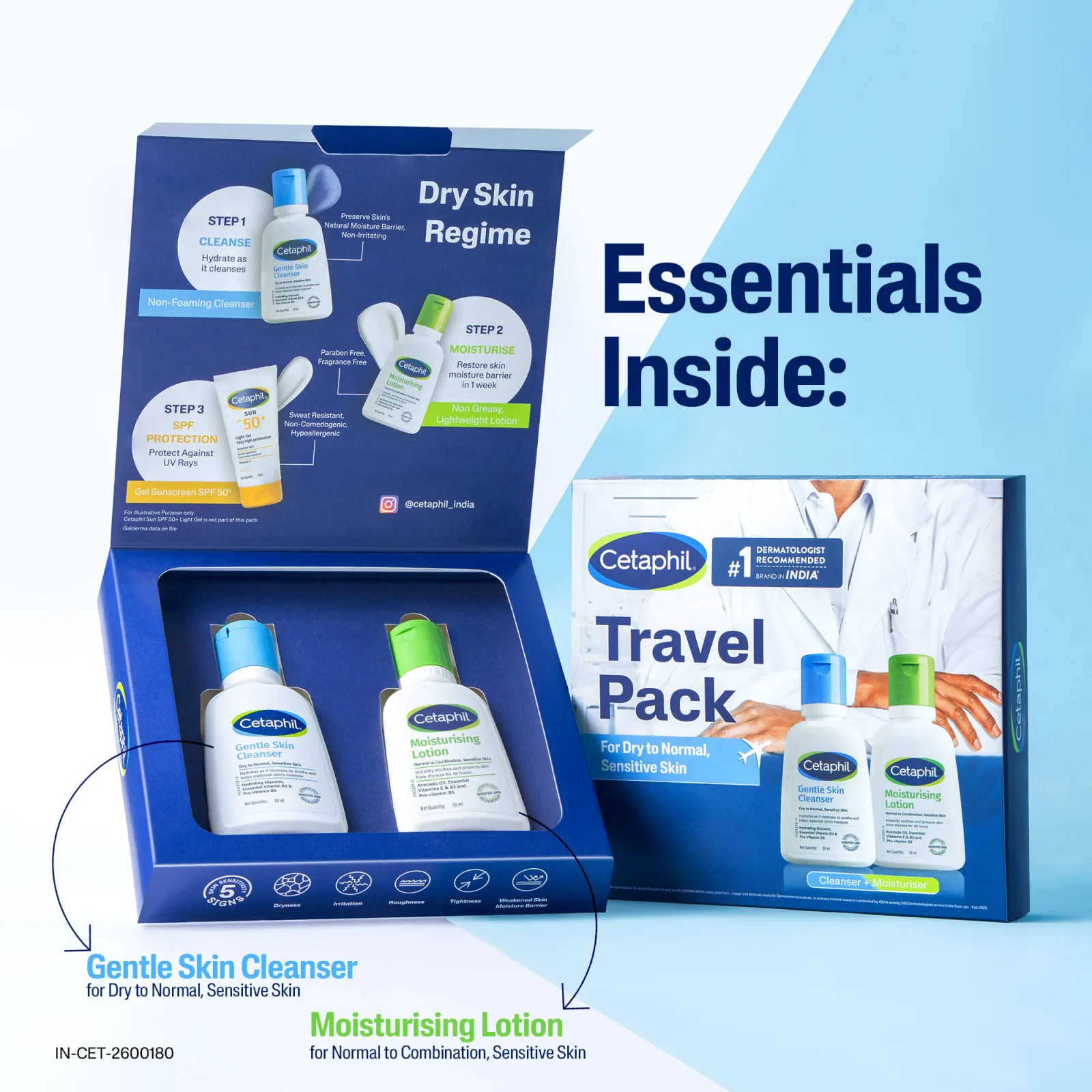 Cetaphil Normal To Dry Skin Travel Pack - Cleanser & Lotion (Pack Of Two)