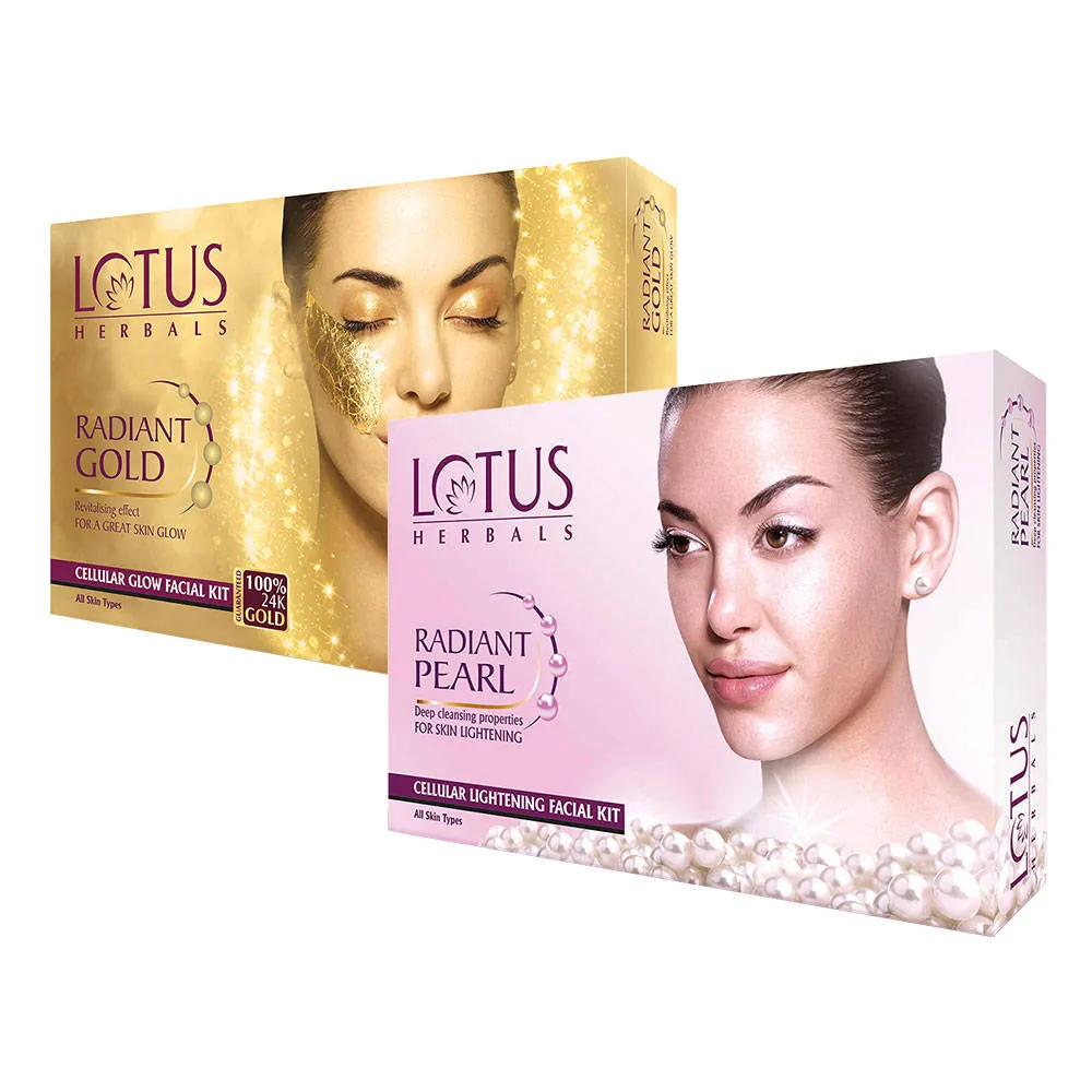 Lotus Herbals Radiant Gold Cellular Glow & Pearl Facial Kit Combo