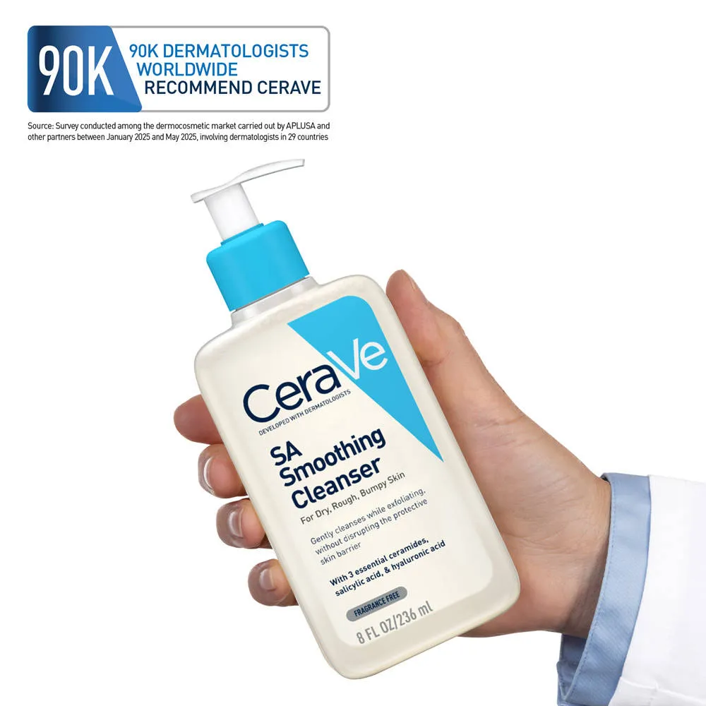 CeraVe SA Smoothing Cleanser For Dry, Rough & Bumpy Skin, Face Wash With Salicylic Acid & Ceramides