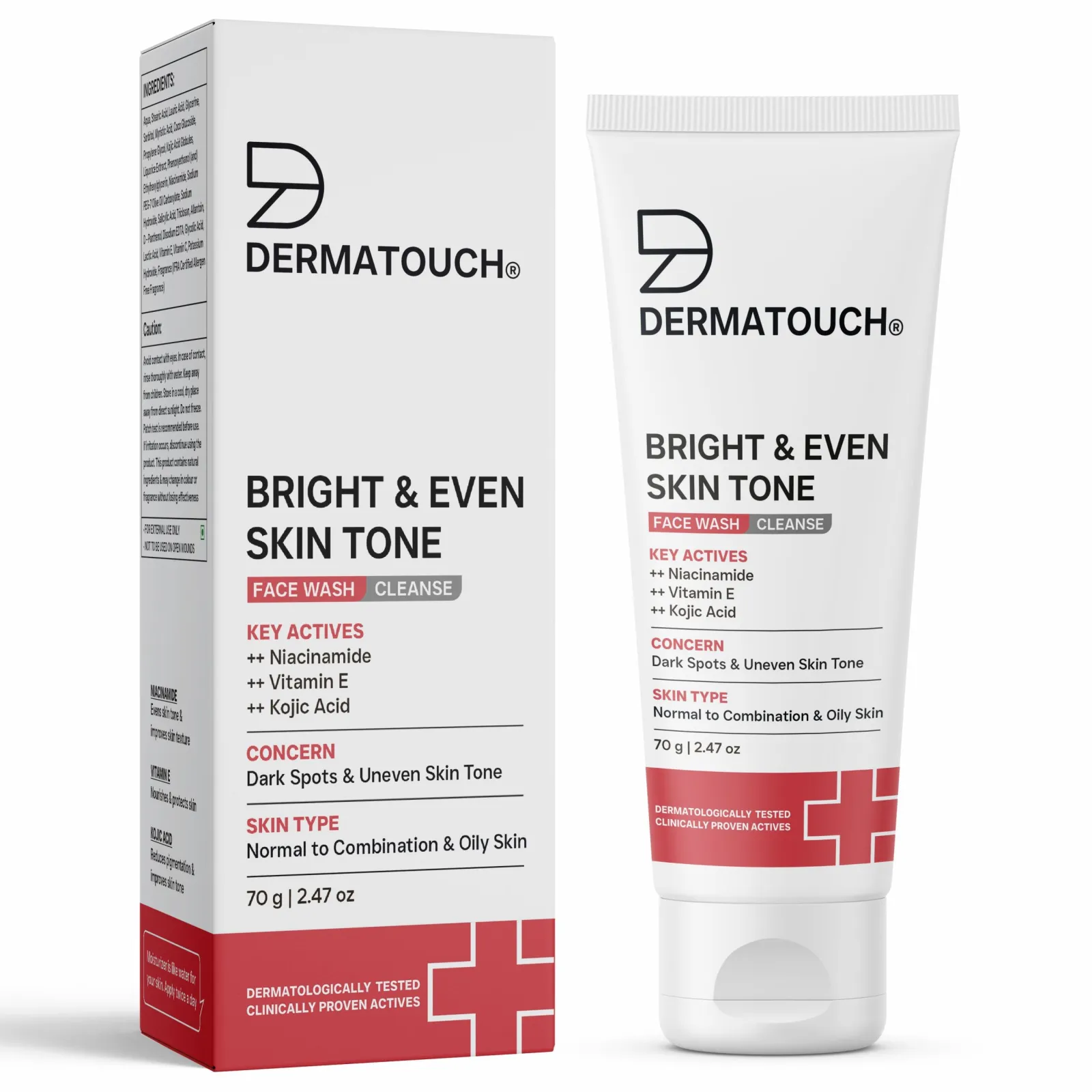 Dermatouch Bright & Even Skin Tone Face Wash for Dark Spots & Uneven Skin Tone 70g