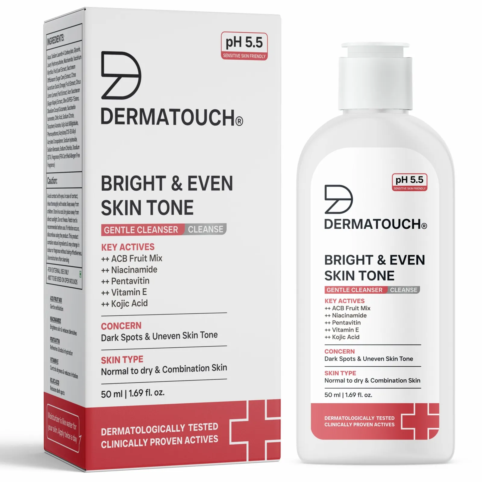 Dermatouch Bright & Even Skin Tone Gentle Cleanser For Dark Spots & Uneven Skin Tone - 50ml