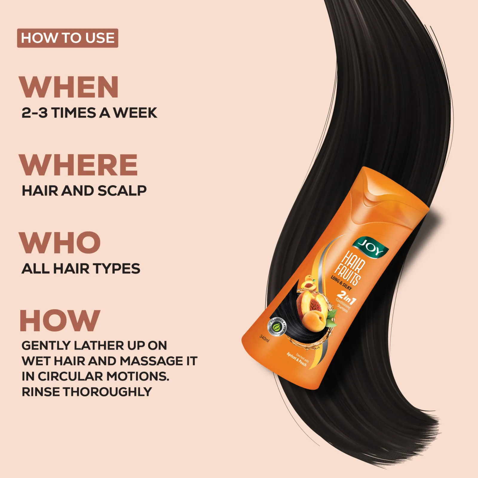 Joy Hair Fruits Long & Silky Conditioning Shampoo
