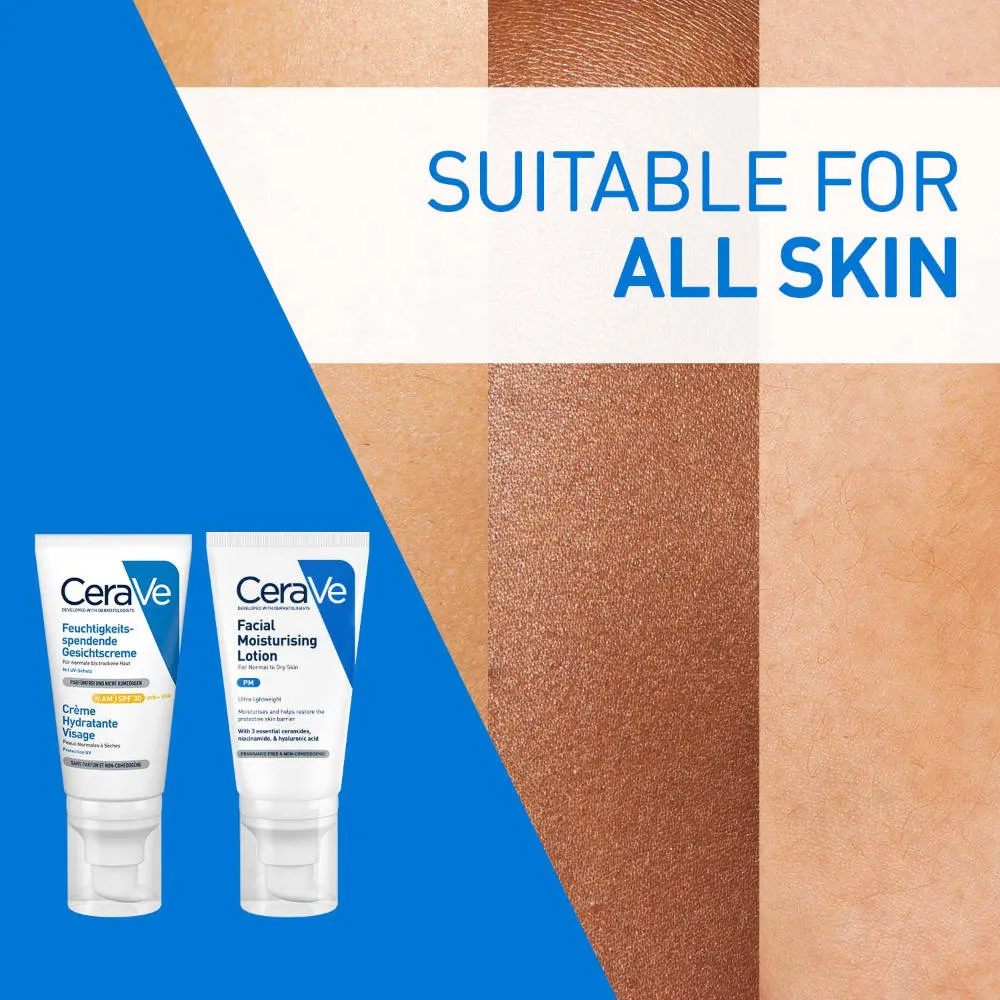 CeraVe AM Moisturizing Lotion with SPF 30 & Night Cream - Day & Night Moisturizer Combo