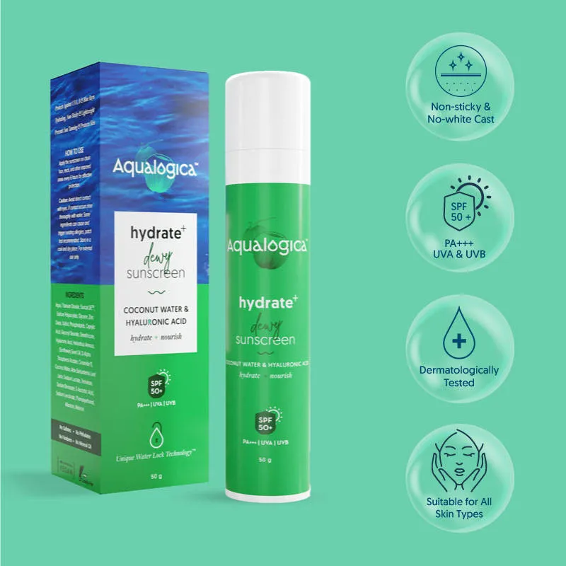 Aqualogica Hydrate+ Dewy Sunscreen with Coconut Water & Hyaluronic Acid