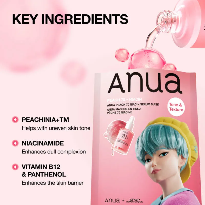 Anua Peach 70 Niacin Serum Face Mask - K-Pop Demon Hunters Special Edition