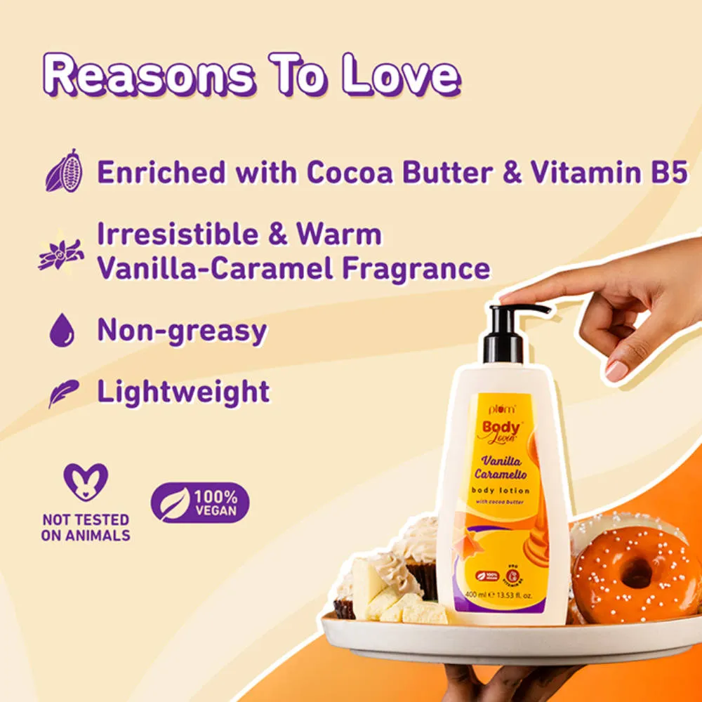 Plum BodyLovin Vanilla Caramello Body Lotion With Cocoa Butter & Vitamin B5 - Pack Of 2