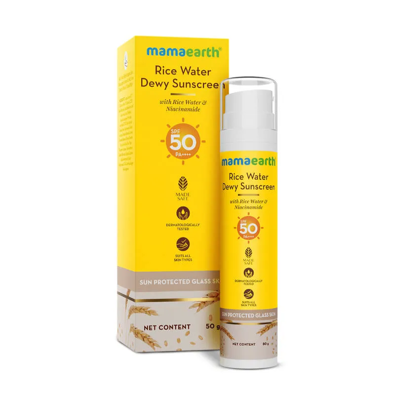 Mamaearth Rice Water Dewy Sunscreen For Tan Protection SPF 50 PA++++