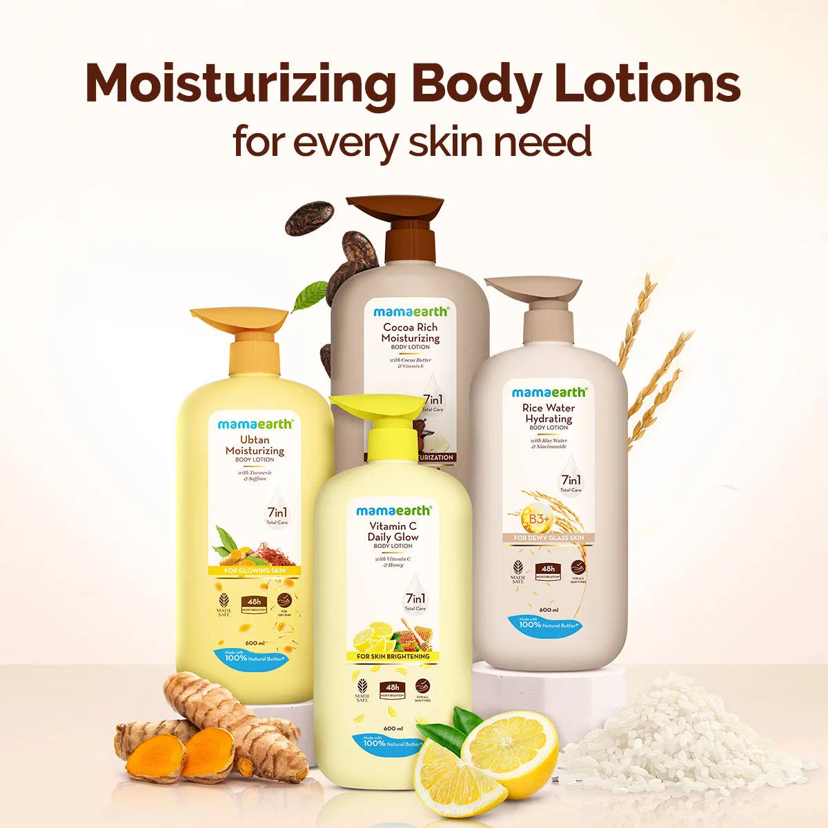 Mamaearth Rice Water Hydrating Body Lotion With Rice Water & Niacinamide For Dewy Glass Skin