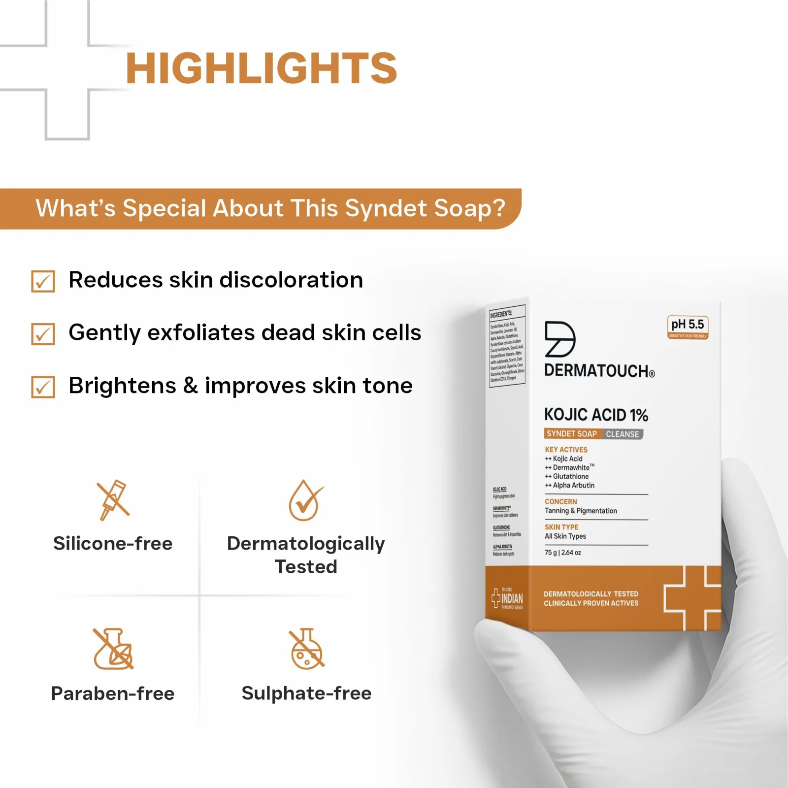 Dermatouch Kojic Acid 1% Soap for Tanning & Pigmentation