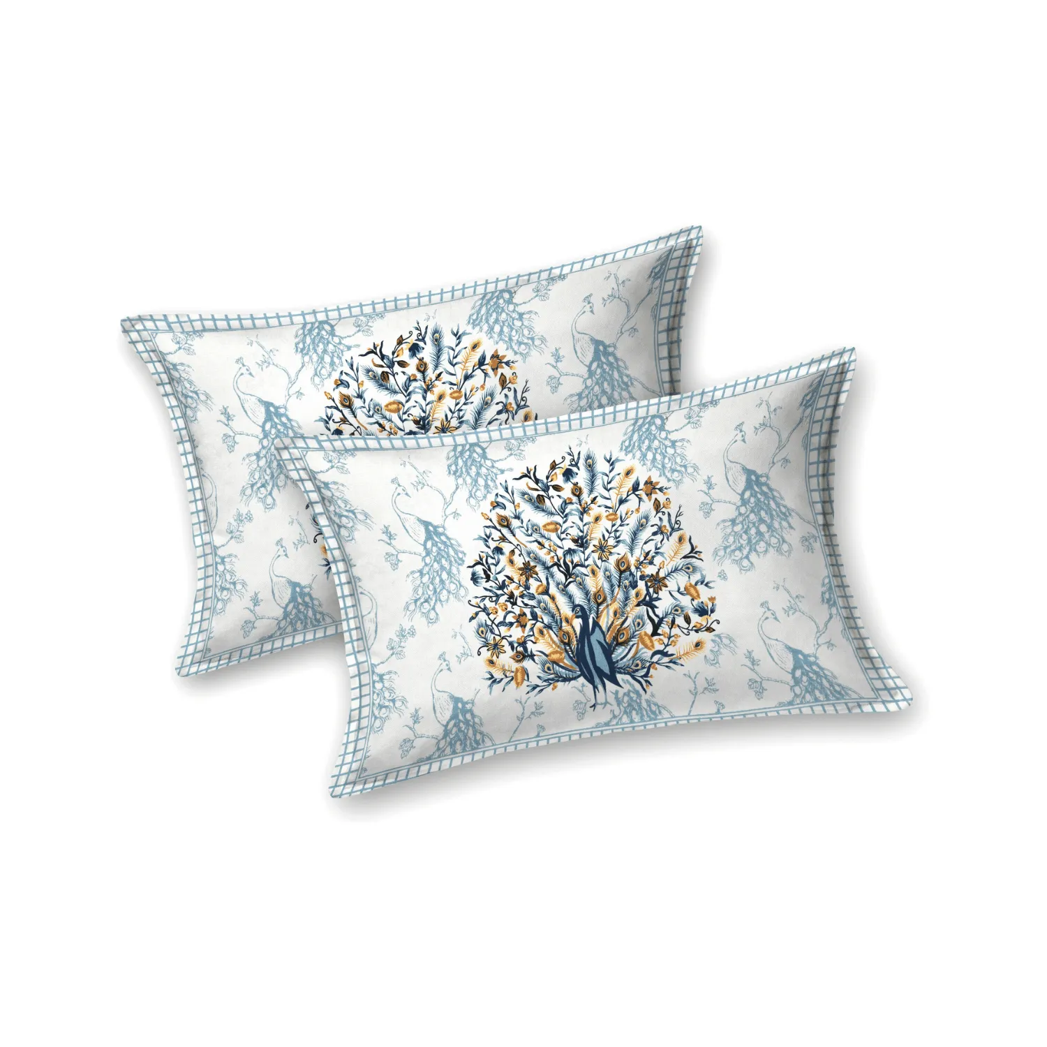 Pure Cotton Jaipuri King Bedsheet (Peacock Printed)