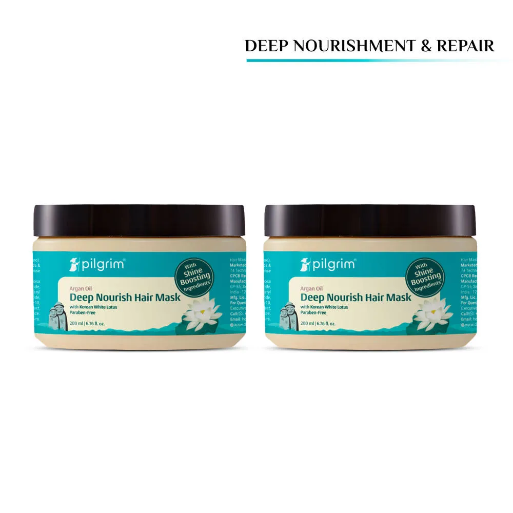 Pilgrim Argan Oil Deep Nourish Hair Mask for Dry Frizzy & Damaged Hair Paraben Free- Pack of 2