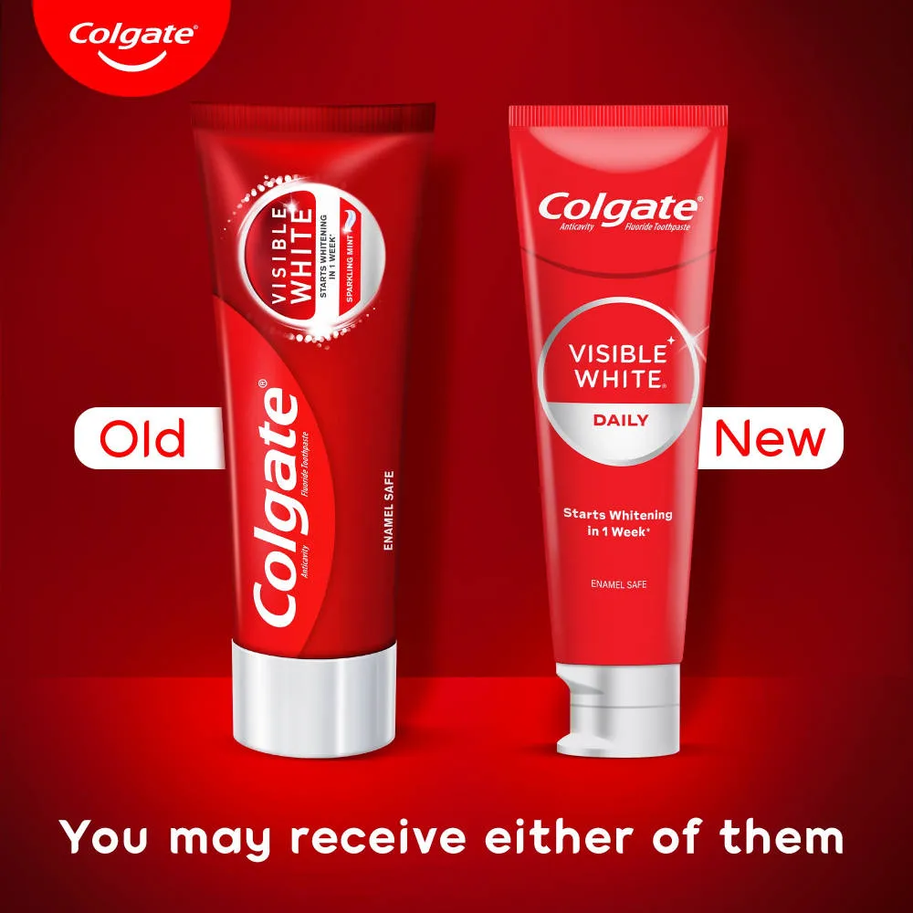 Colgate Visible White Toothpaste Teeth Whitening Starts in 1 week Safe on Enamel, Stain Removal