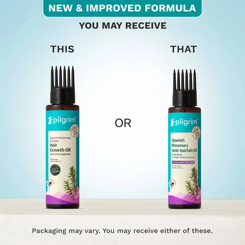 Pilgrim Spanish Rosemary & Biotin Hair Growth Oil Control Hairfall Strong Hair Applicator Pack of 2