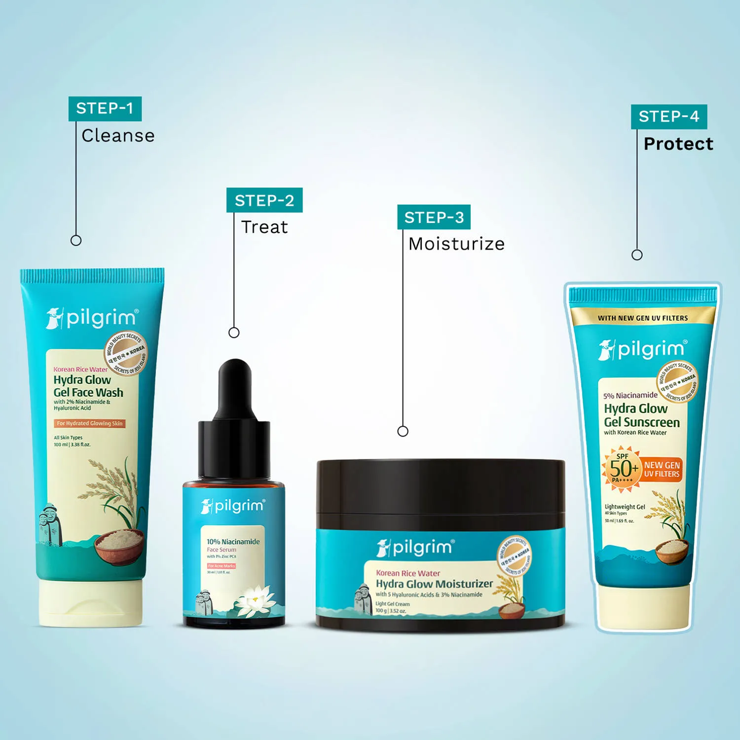 Pilgrim 5% Niacinamide Hydra Glow Gel Sunscreen SPF 50+ PA++++ In-Vivo tested & New Gen UV filter