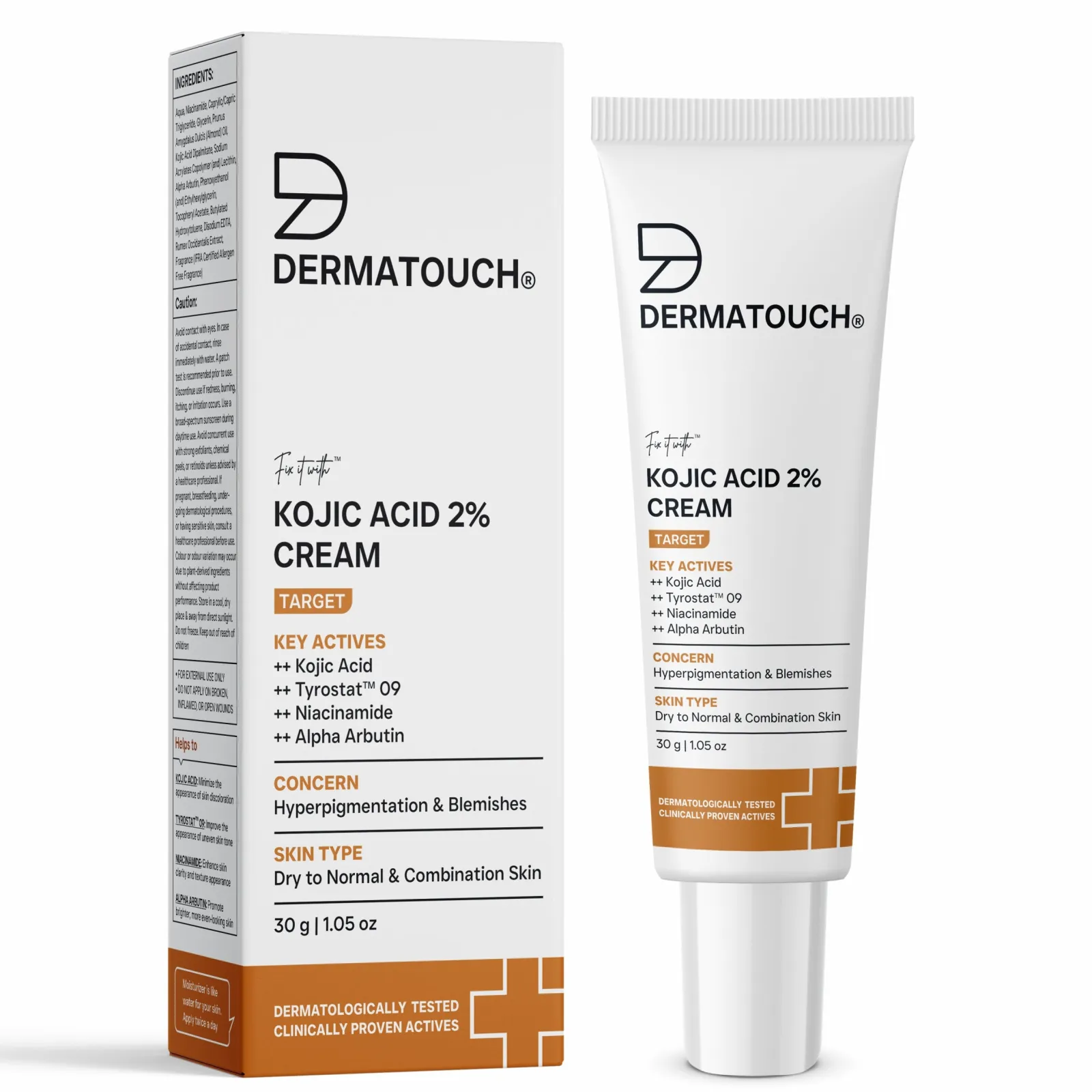 Dermatouch Kojic Acid 2% Cream for Hyperpigmentation & Blemishes 30g