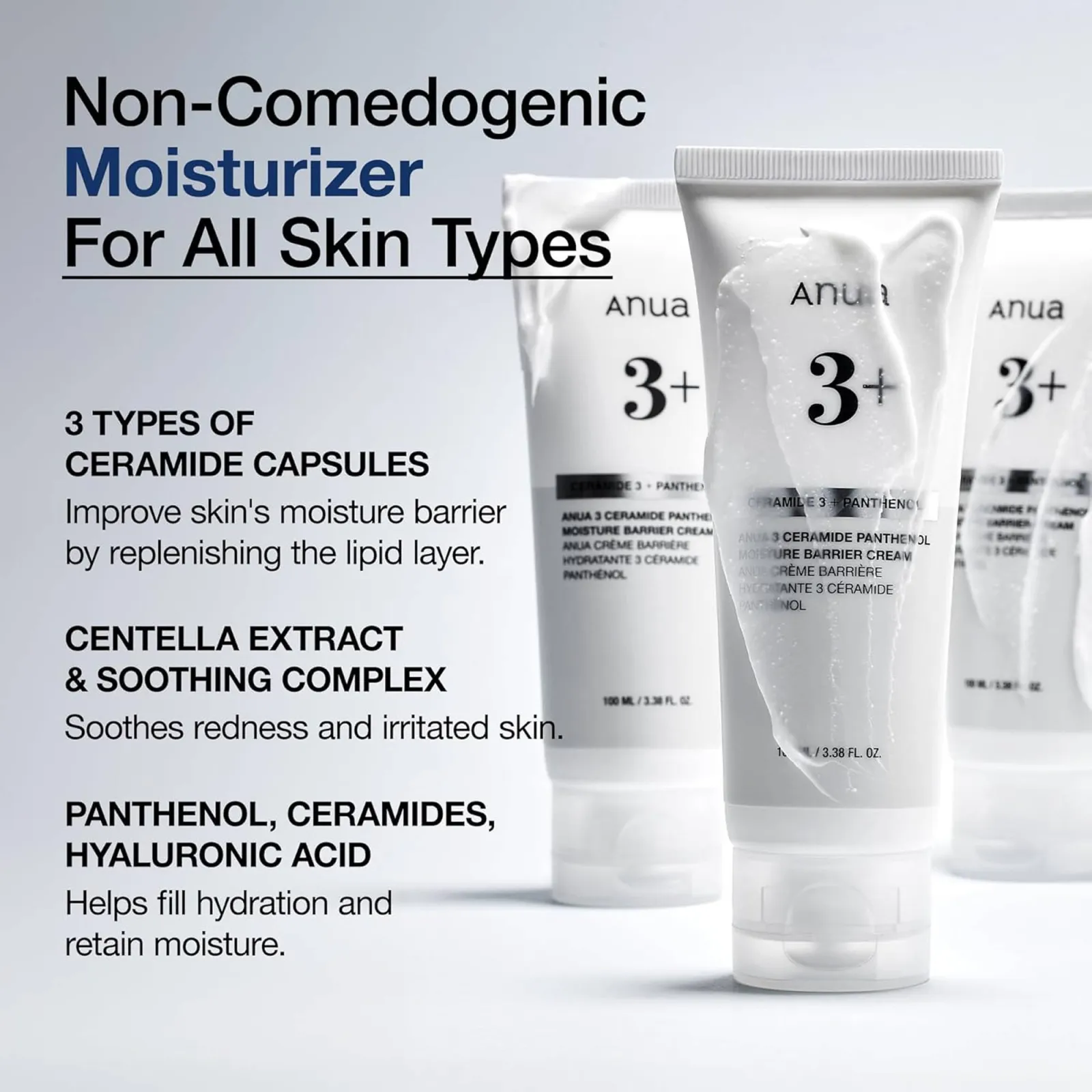Anua 3 Ceramide Panthenol Moisture Barrier Cream with Hyaluronic Acid, Barrier Care & 48H Hydration