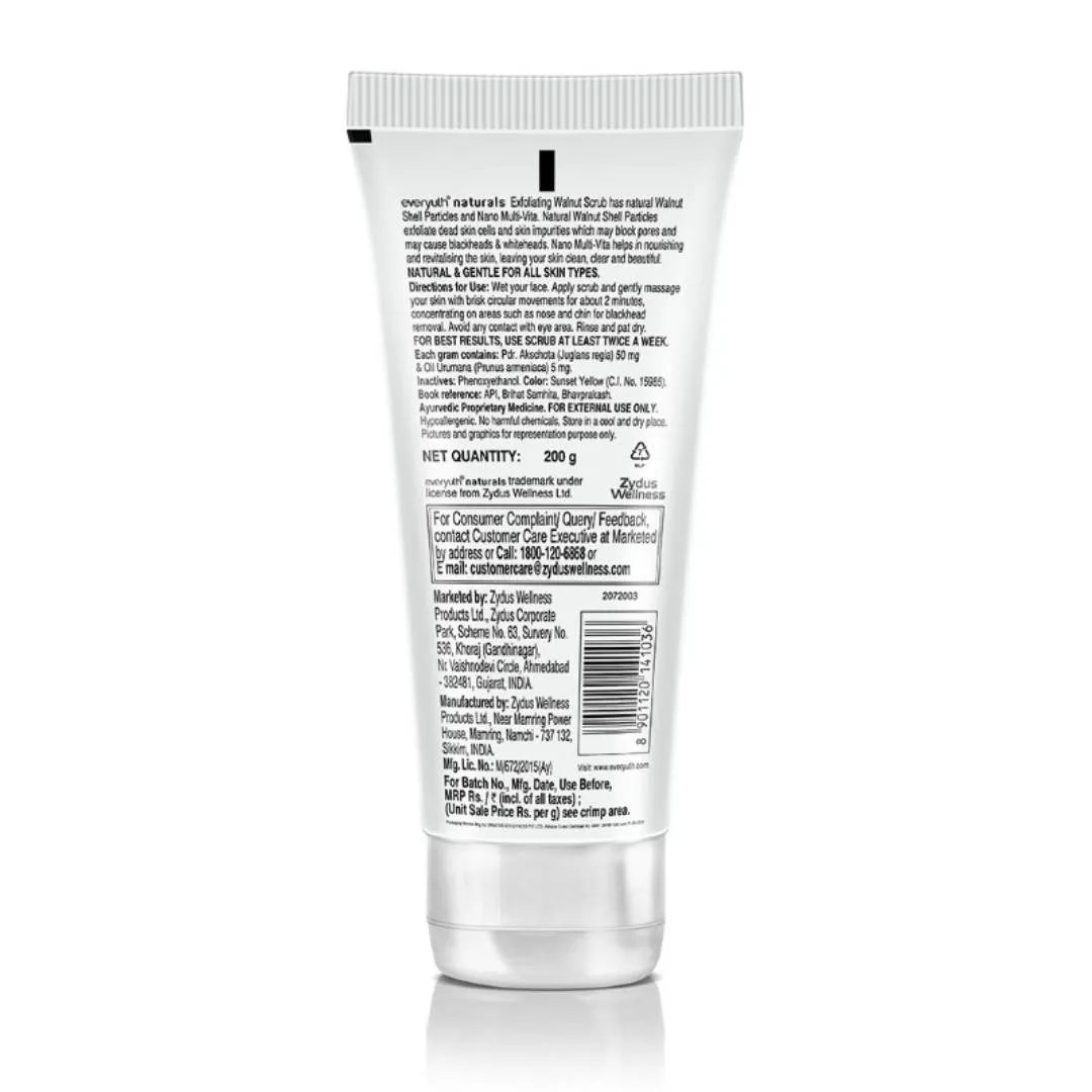 Everyuth Naturals Exfoliating Walnut Scrub, Gentle Face Scrub, Removes blackhead & dead skin cells