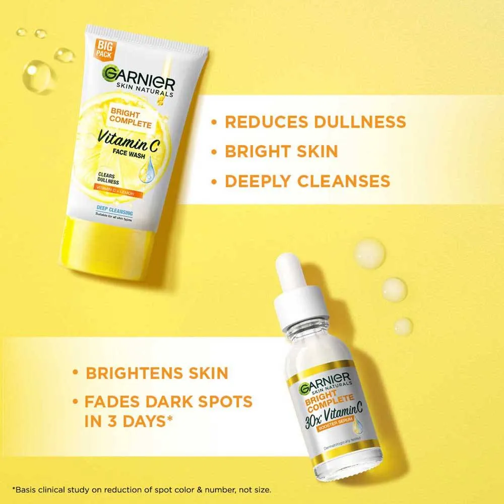 Garnier Bright Complete Facewash & Bright Complete Vitamin C Serum Combo