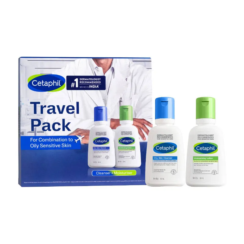 Cetaphil Sensitive To Oily Skin Travel Pack - Cleanser & Lotion (Pack Of Two)