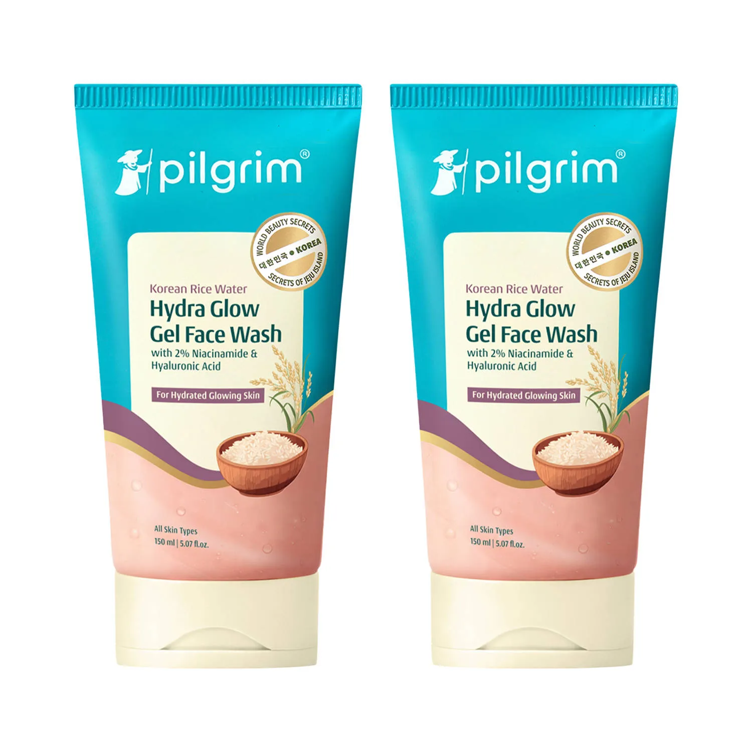 Pilgrim Korean Rice Water Hydra Glow Gel Face Wash - Pack of 2