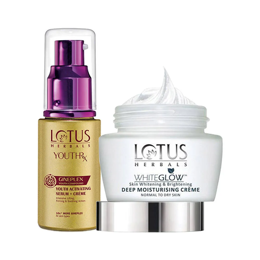 Lotus Herbals Whiteglow Cream & Youthrx Serum Combo
