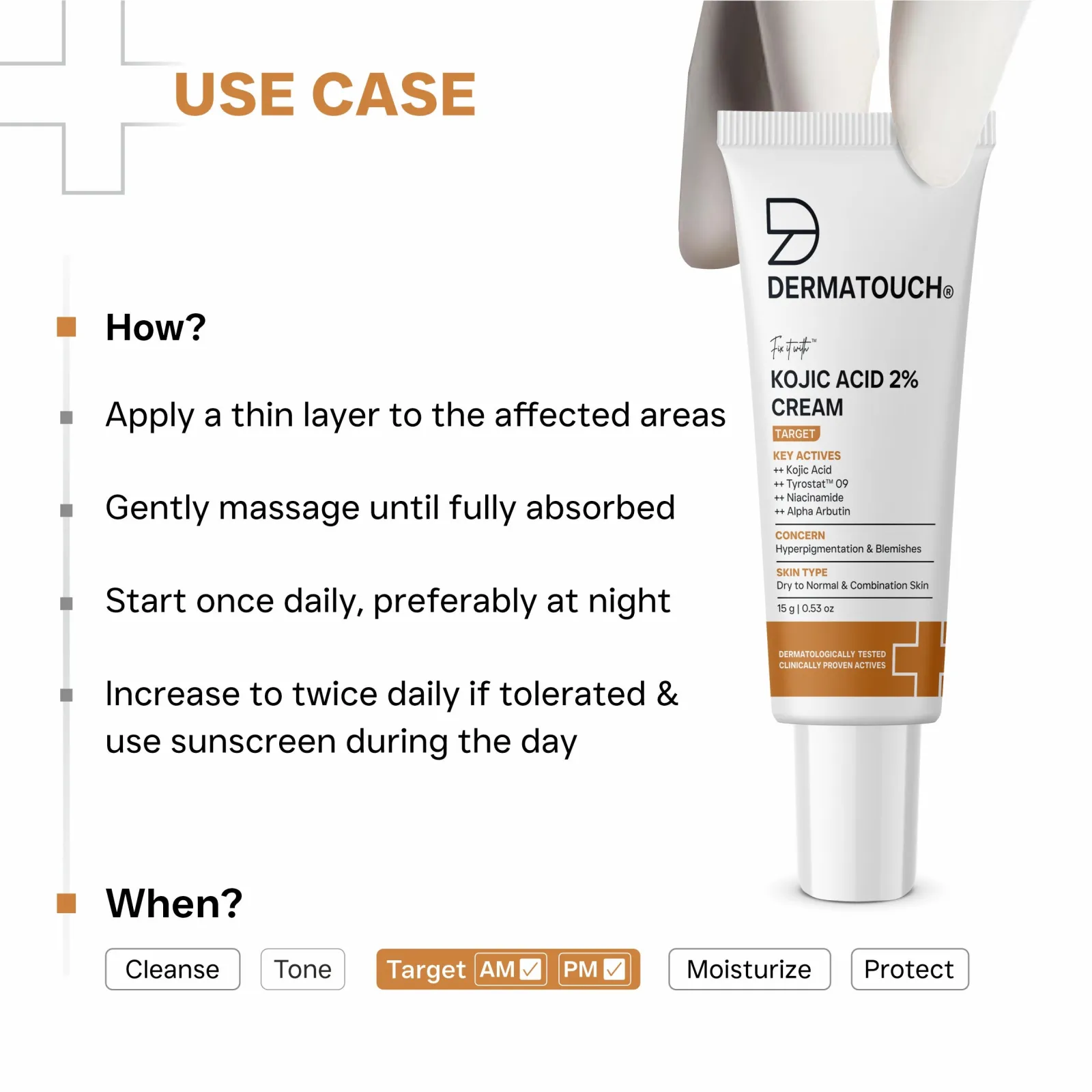 Dermatouch Kojic Acid 2% Cream for Hyperpigmentation & Blemishes