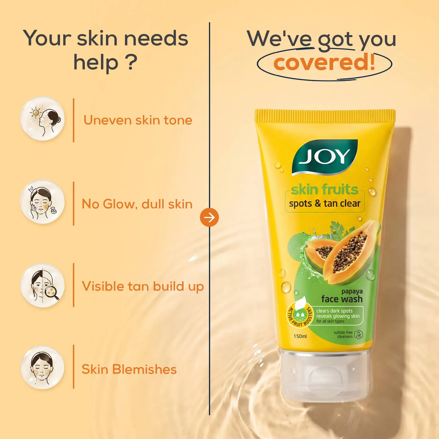 Joy Skin Fruits Spots & Tan Clear Face Wash with Papaya