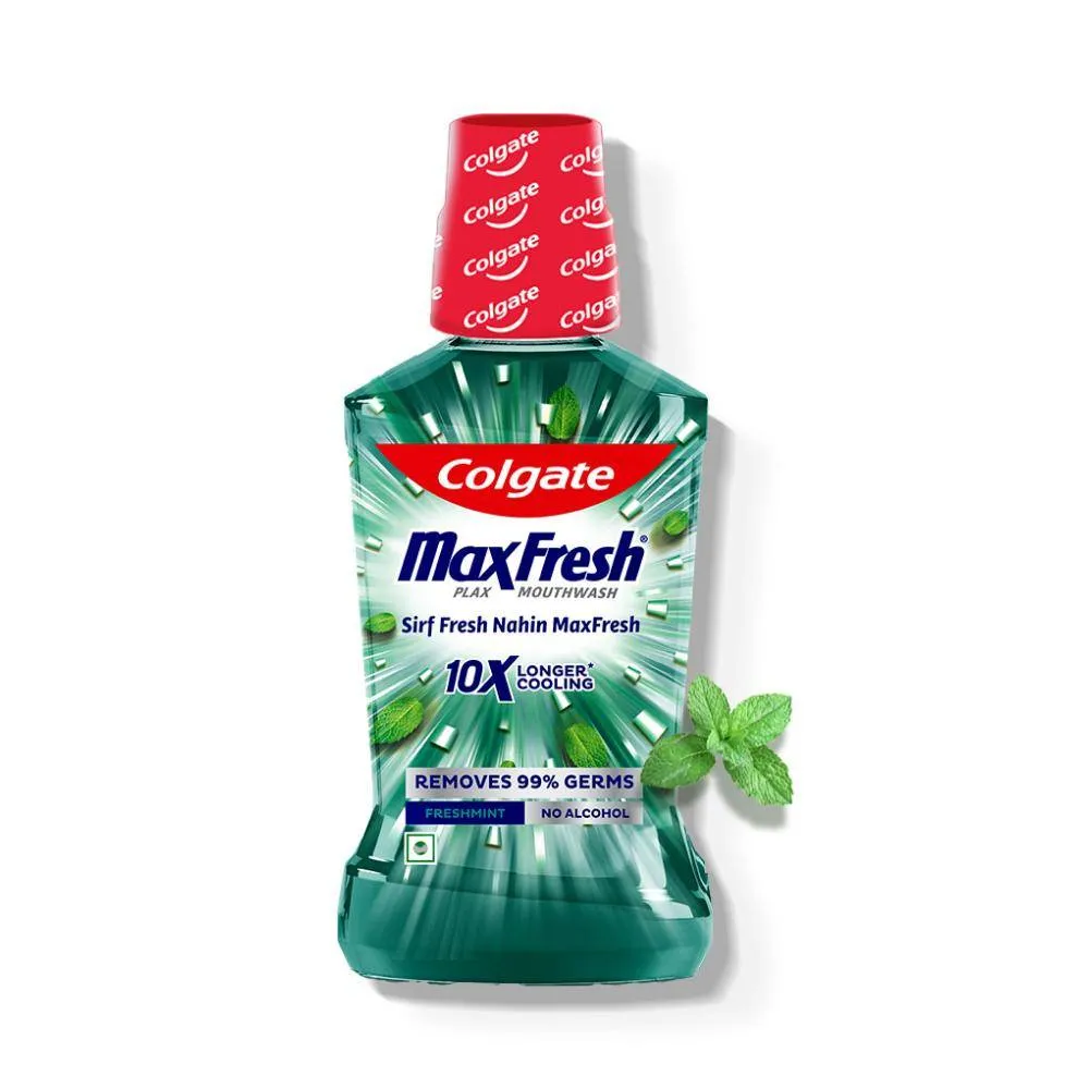 Colgate Maxfresh Plax Antibacterial Mouthwash, Fresh Mint