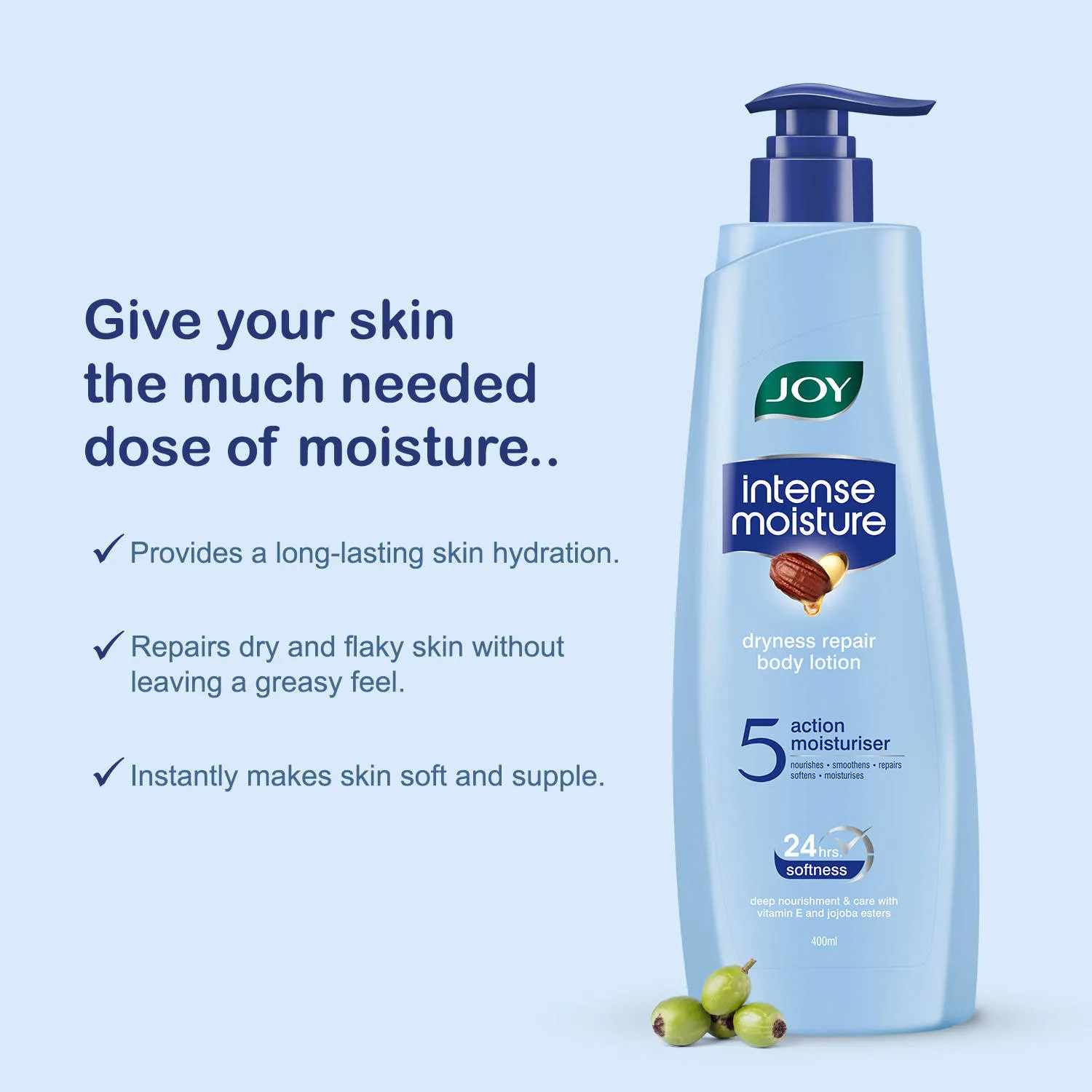 Joy Intense Moisture Dryness Repair Body Lotion - Vit E & Jojoba, 24hr Softness for Winter