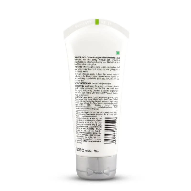 Lotus Herbals WhiteGlow Skin Brightening Oatmeal & Yogurt Face Scrub | All Skin Types
