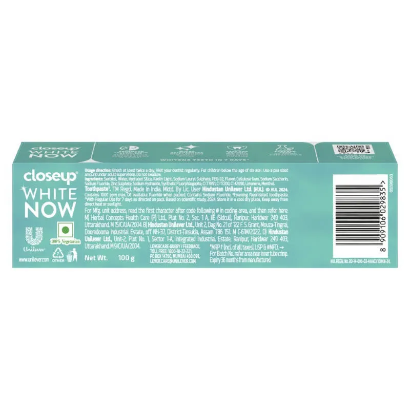 Close Up Closeup White Now Stain Eraser Toothpaste
