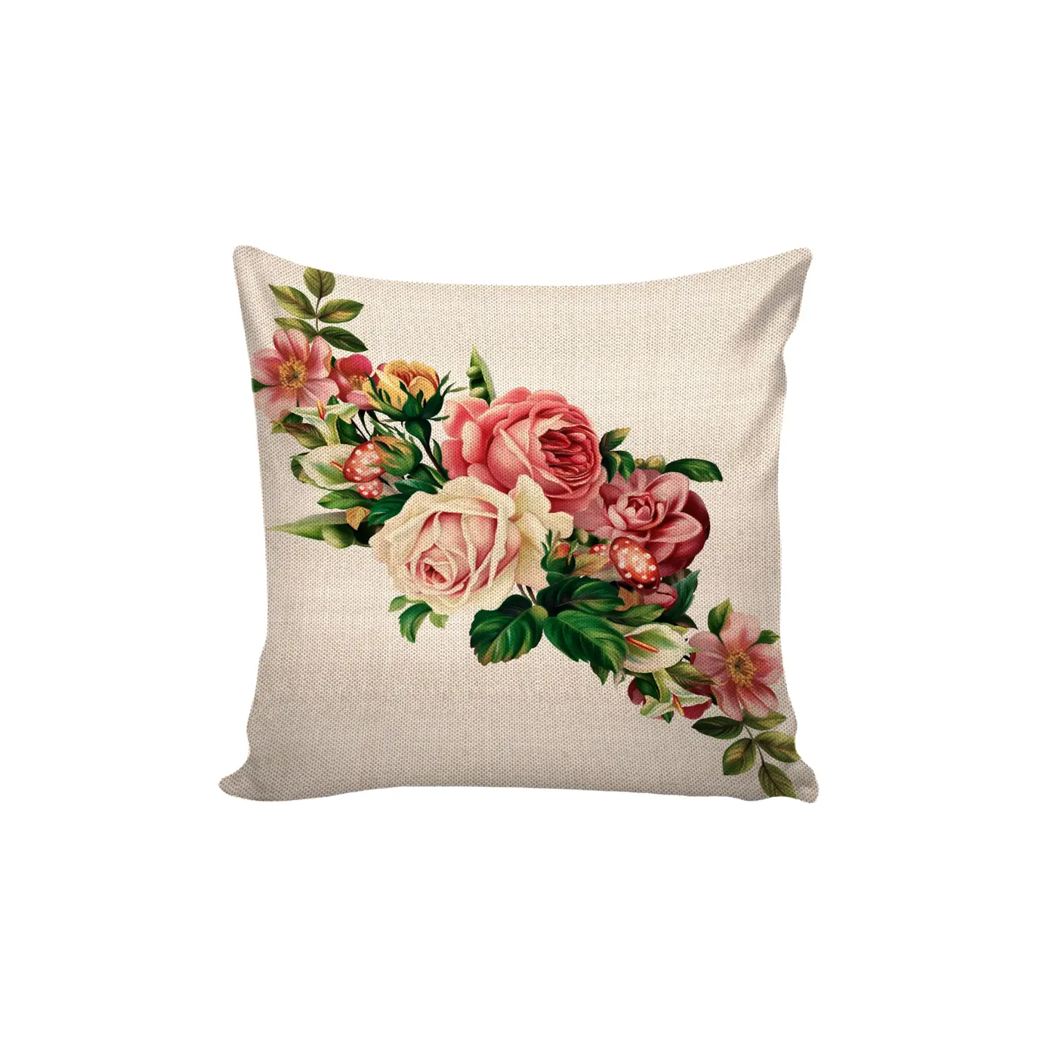 Digital Printed Cushion Cover (Flower Printed, Pack of 5)