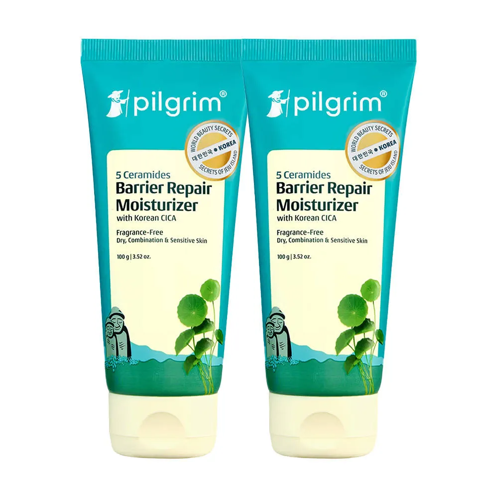 Pilgrim 5 Ceramides Barrier Repair Moisturizer with Korean Cica Lightweight & Non-Sticky - Pack of 2
