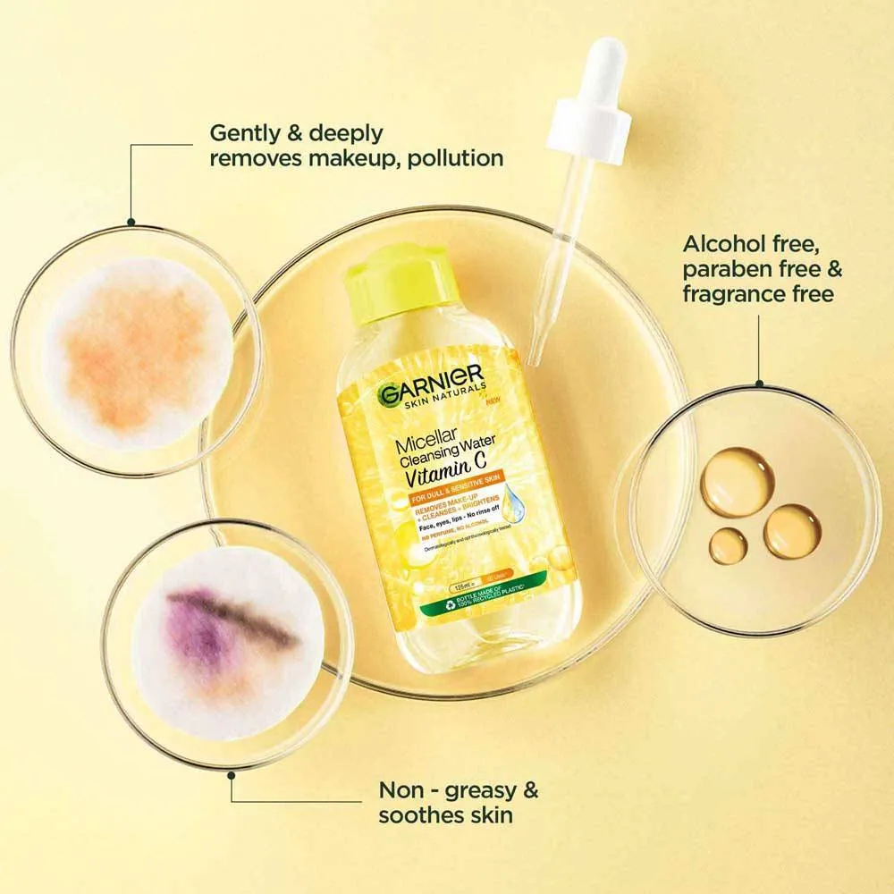 Garnier Vitamin C Micellar Water - Removes Makeup, dust & impurities For Dull Skin
