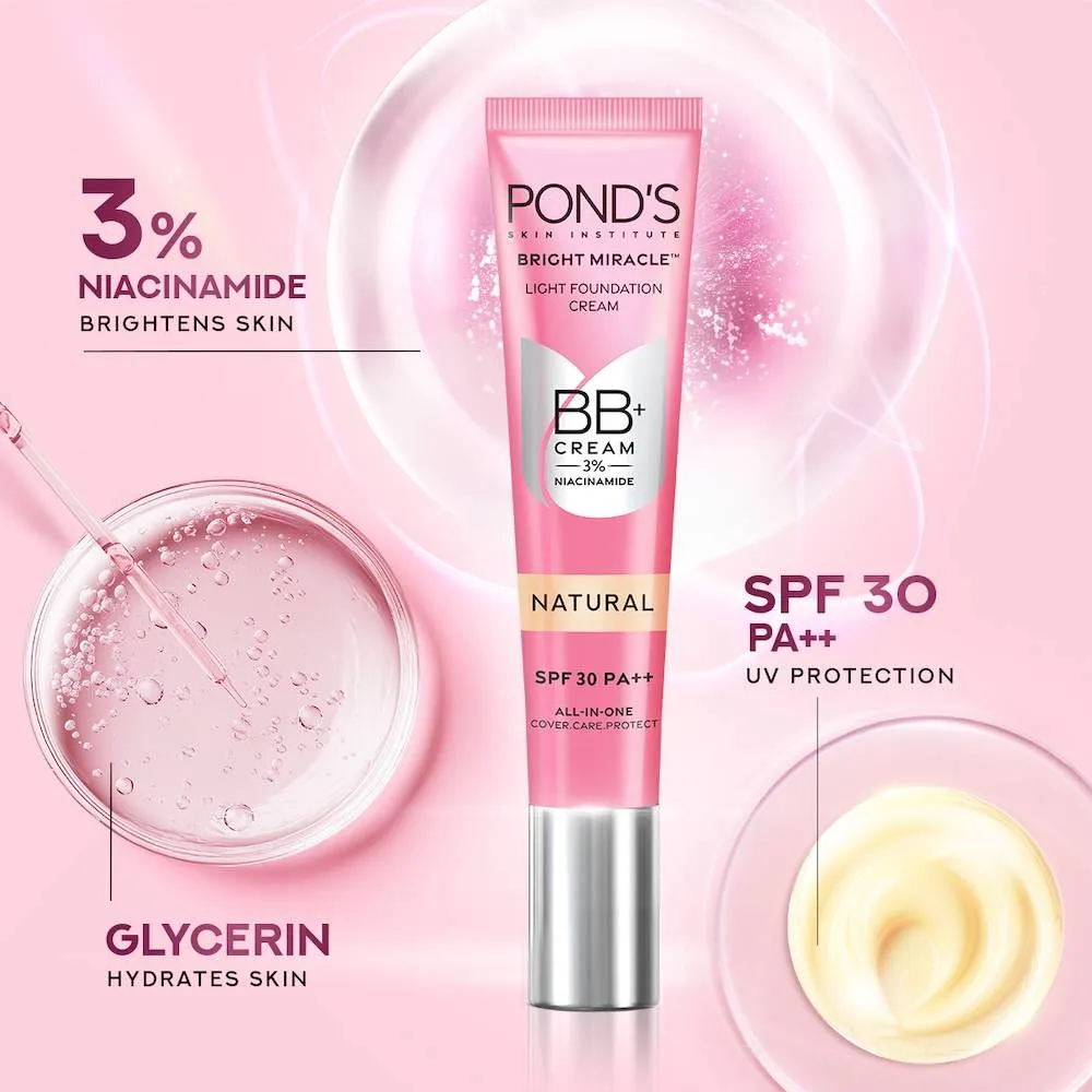 Pond's Ponds Bb+ Cream Instant Spot Coverage + Light Make-up Glow Natural