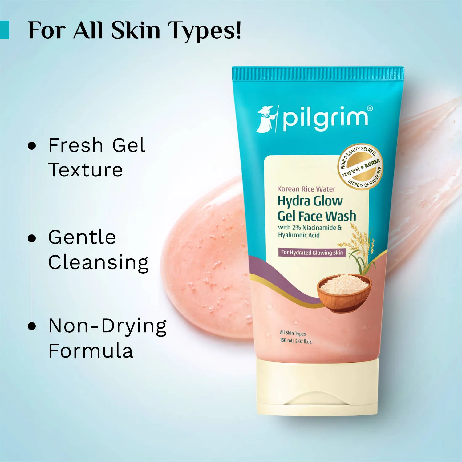 Pilgrim Korean Rice Water Hydra Glow Gel Face Wash - Pack of 2